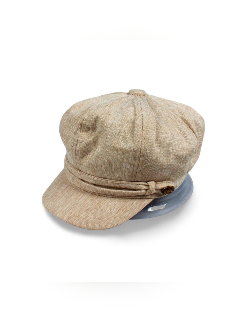David & Young Natural Linen Style Newsboy Hat – Lightweight Baker Boy Cap - Picture 3 of 4